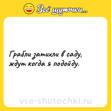 Шутка: Грабли затихли в саду, ждут когда я подойду.