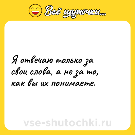 Шутка: Я отвечаю только за свои слова, а не за то, как вы их понимаете.