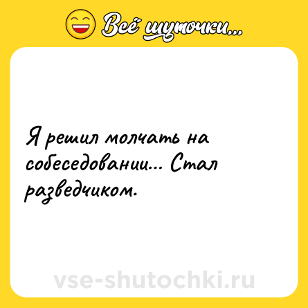 Шутка: Я решил молчать на собеседовании… Стал разведчиком.