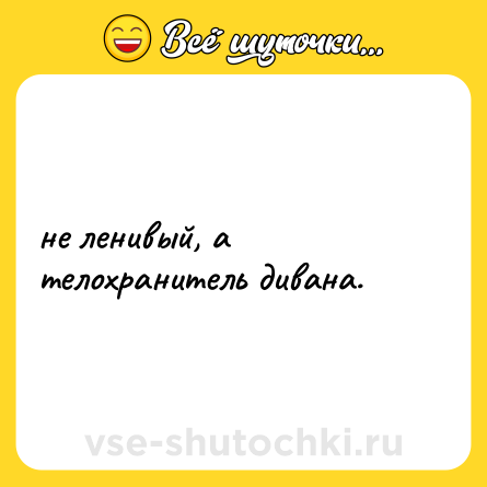 Шутка: не ленивый, а телохранитель дивана.