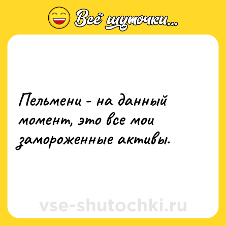 Шутка: Пельмени - на данный момент, это все мои замороженные активы.