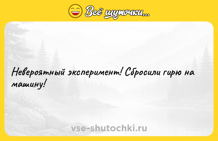Цитата: Невероятный эксперимент! Сбросили гирю на машину!