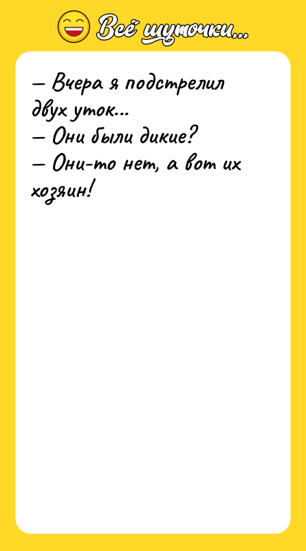 Вчера я подстрелил двух уток... Они были дикие? Они-то