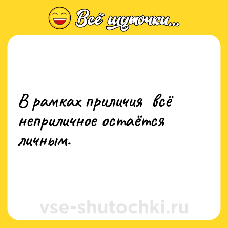 Шутка: В рамках приличия  всё неприличное остаётся личным.
