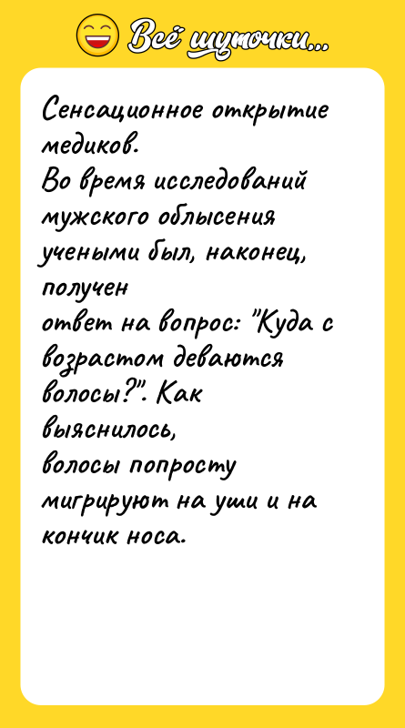 Сенсационное открытие медиков. Во время исследований мужского облысения учеными был,
