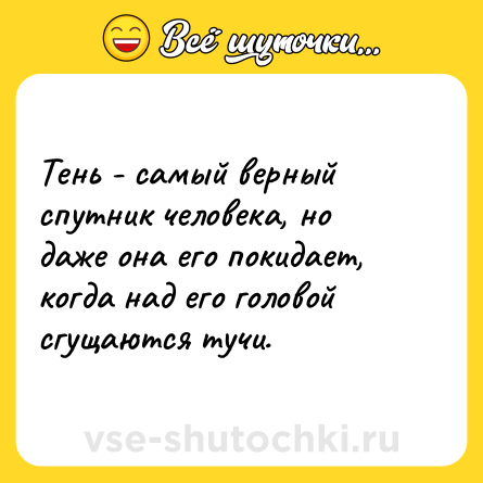 Шутка: Тень - самый верный спутник человека, но даже она его покидает, когда над его головой сгущаются тучи.