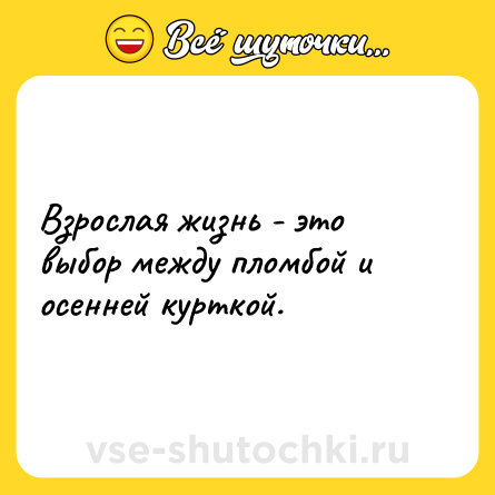 Шутка: Взрослая жизнь - это выбор между пломбой и осенней курткой.