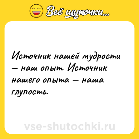 Шутка: Источник нашей мудрости — наш опыт. Источник нашего опыта — наша глупость.