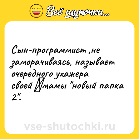 Шутка: Сын-программист ,не заморачиваясь, называет очередного ухажера своей ​мамы 