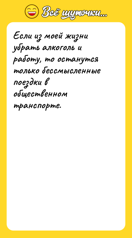 Если из моей жизни убрать алкоголь и работу, то останутся
