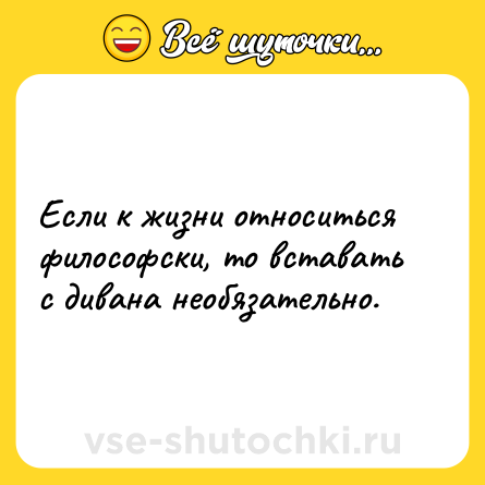 Шутка: Если к жизни относиться философски, то вставать с дивана необязательно.
