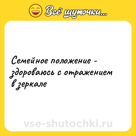 Шутка: Семейное положение - здороваюсь с отражением в зеркале