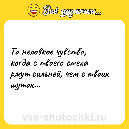 Шутка: То неловкое чувство, когда с твоего смеха ржут сильней, чем с твоих шуток...