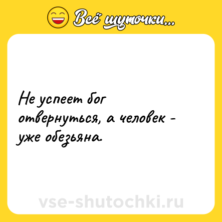 Шутка: Не успеет бог отвернуться, а человек - уже обезьяна.
