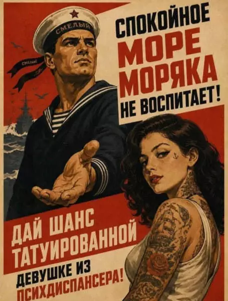 Смелый моряк и его нелегкая судьба 🌊⚓️ - СПОКОЙНОЕ МОРЕ МОРЯКА НЕ ВОСПИТАЕТ! ДАЙ ШАНС ТАТУИРОВАННОЙ ДЕВУШКЕ ИЗ
