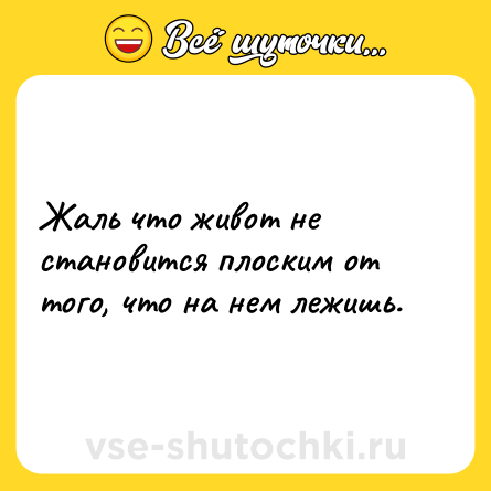 Шутка: Жаль что живот не становится плоским от того, что на нем лежишь.