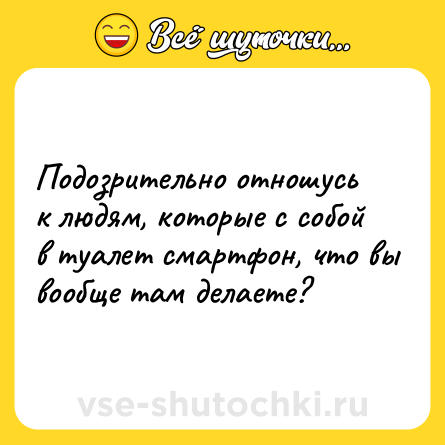 Шутка: Подозрительно отношусь к людям, которые с собой в туалет смартфон, что вы вообще там делаете?