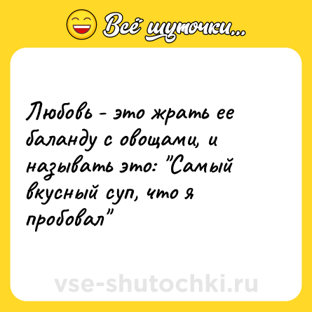 Шутка: Любовь - это жрать ее баланду с овощами, и называть это: 