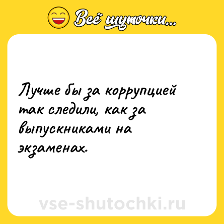 Шутка: Лучше бы за коррупцией так следили, как за выпускниками на экзаменах.