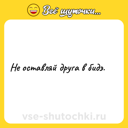 Шутка: Не оставляй друга в бидэ.