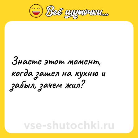 Шутка: Знаете этот момент, когда зашел на кухню и забыл, зачем жил?