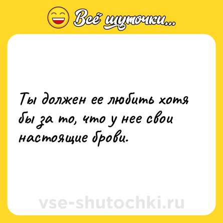 Шутка: Ты должен ее любить хотя бы за то, что у нее свои настоящие брови.