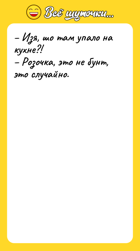 Изя, шо там упало на кухне?! Розочка, это
