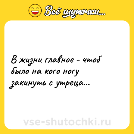 Шутка: В жизни главное - чтоб было на кого ногу закинуть с утреца...