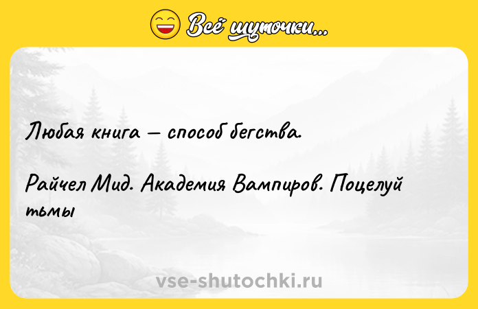 Цитата: Любая книга способ бегства.Райчел Мид. Академия Вампиров. Поцелуй тьмы