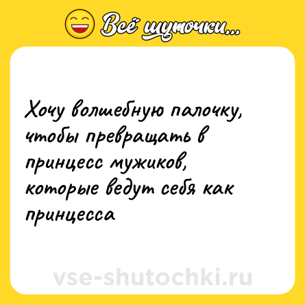 Шутка: Хочу волшебную палочку, чтобы превращать в принцесс мужиков, которые ведут себя как принцесса