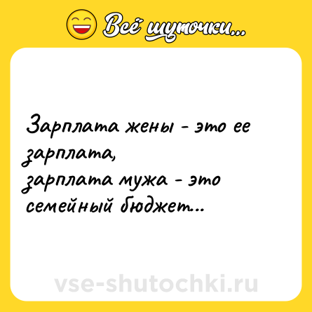 Шутка: Зарплата жены - это ее зарплата,<br>зарплата мужа - это семейный бюджет...