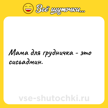 Шутка: Мама для грудничка - это сисьадмин.
