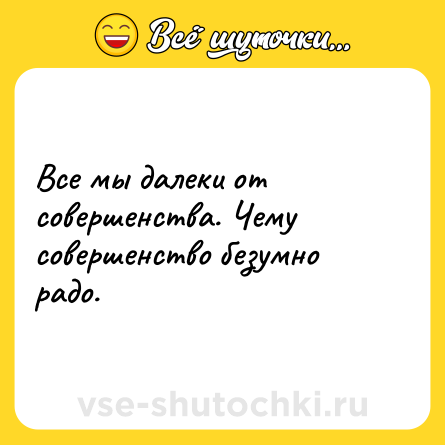 Шутка: Все мы далеки от совершенства. Чему совершенство безумно радо.