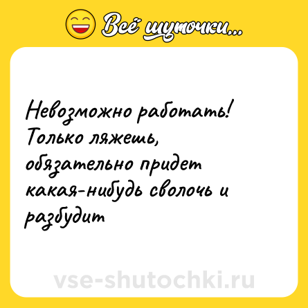Шутка: Невозможно работать! Только ляжешь, обязательно придет какая-нибудь сволочь и разбудит