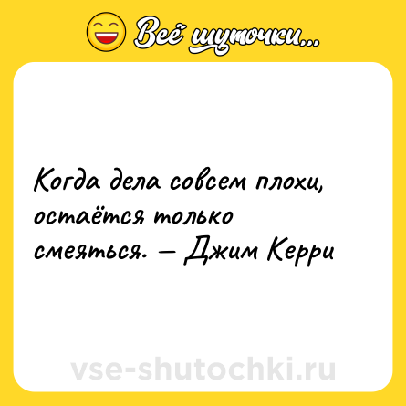 Шутка: Когда дела совсем плохи, остаётся только смеяться. — Джим Керри