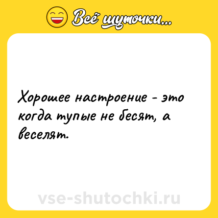 Шутка: Хорошее настроение - это когда тупые не бесят, а веселят.