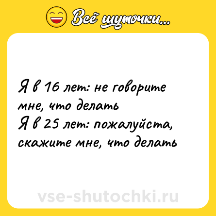 Шутка: Я в 16 лет: не говорите мне, что делать<br>Я в 25 лет: пожалуйста, скажите мне, что делать