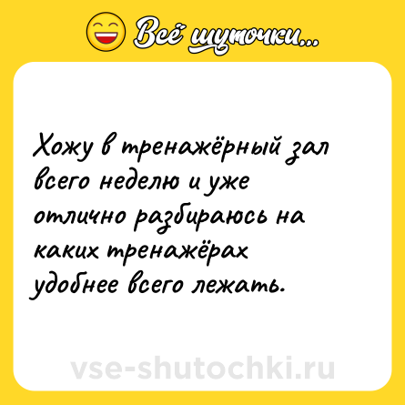 Шутка: Хожу в тренажёрный зал всего неделю и уже отлично разбираюсь на каких тренажёрах удобнее всего лежать.