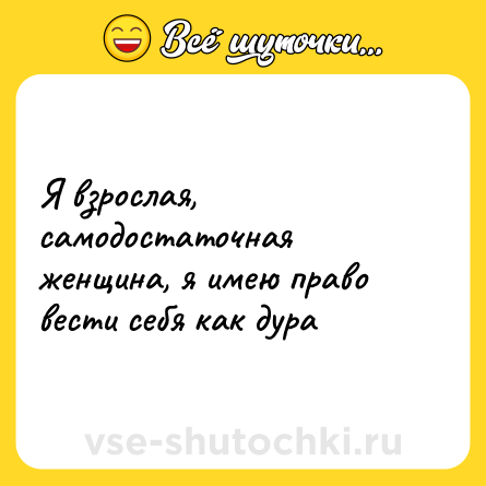 Шутка: Я взрослая, самодостаточная женщина, я имею право вести себя как дура