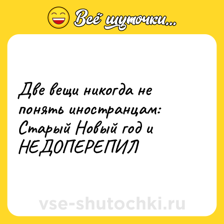 Шутка: Две вещи никогда не понять иностранцам: Старый Новый год и НЕДОПЕРЕПИЛ