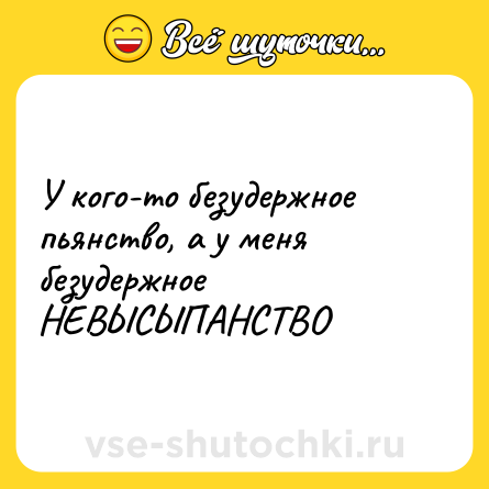 Шутка: У кого-то безудержное пьянство, а у меня безудержное НЕВЫСЫПАНСТВО