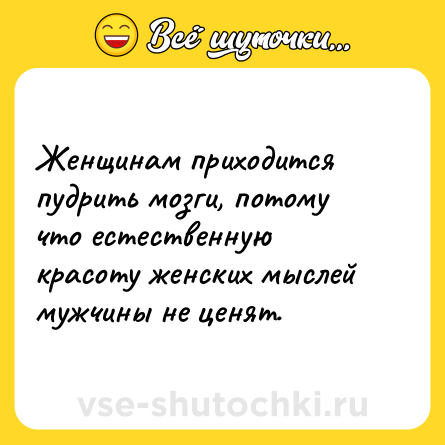 Шутка: Женщинам приходится пудрить мозги, потому что естественную красоту женских мыслей мужчины не ценят.