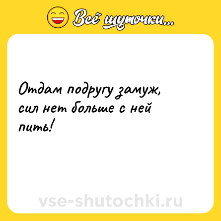 Шутка: Отдам подругу замуж, сил нет больше с ней пить!<br>