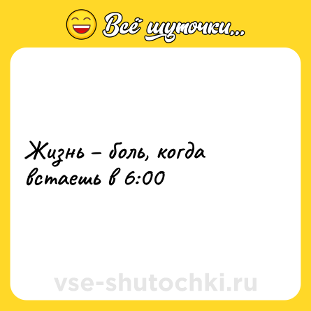 Шутка: Жизнь – боль, когда встаешь в 6:00