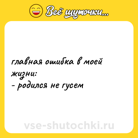 Шутка: главная ошибка в моей жизни: <br>- родился не гусем