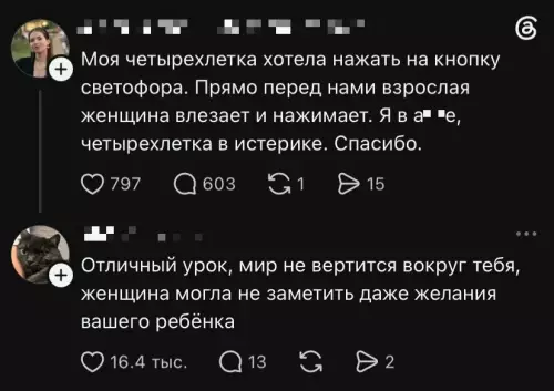 Жестокий урок от случайной тетки 💀 - Моя четырехлетка хотела нажать на кнопку светофора. Прямо перед нами