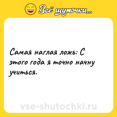 Шутка: Самая наглая ложь: С этого года я точно начну учиться.