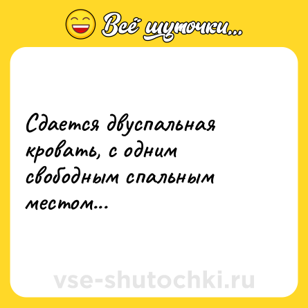 Шутка: Сдается двуспальная кровать, с одним свободным спальным местом...