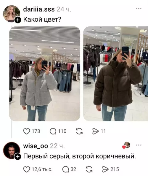 Какой цвет? 🤔 Трудный выбор в магазине - Какой цвет? Первый серый, второй коричневый.