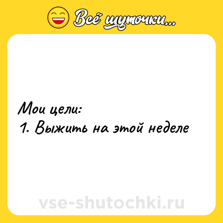 Шутка: Мои цели: 1. Выжить на этой неделе
